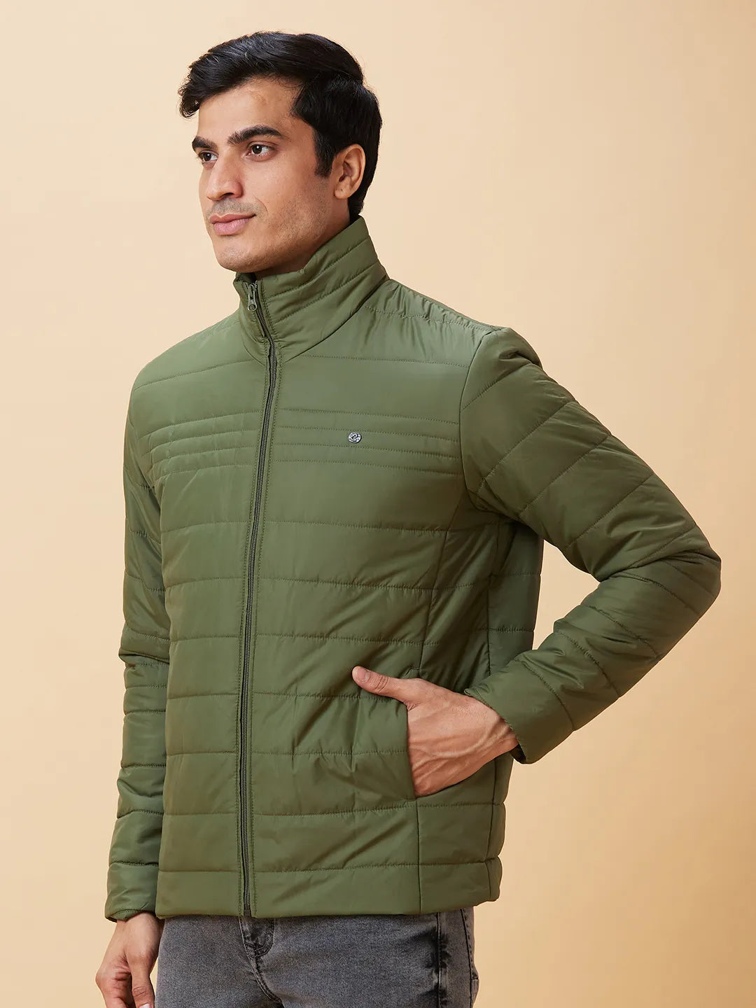 Olive Regular Fit Men's Jacket by Being Human Clothing