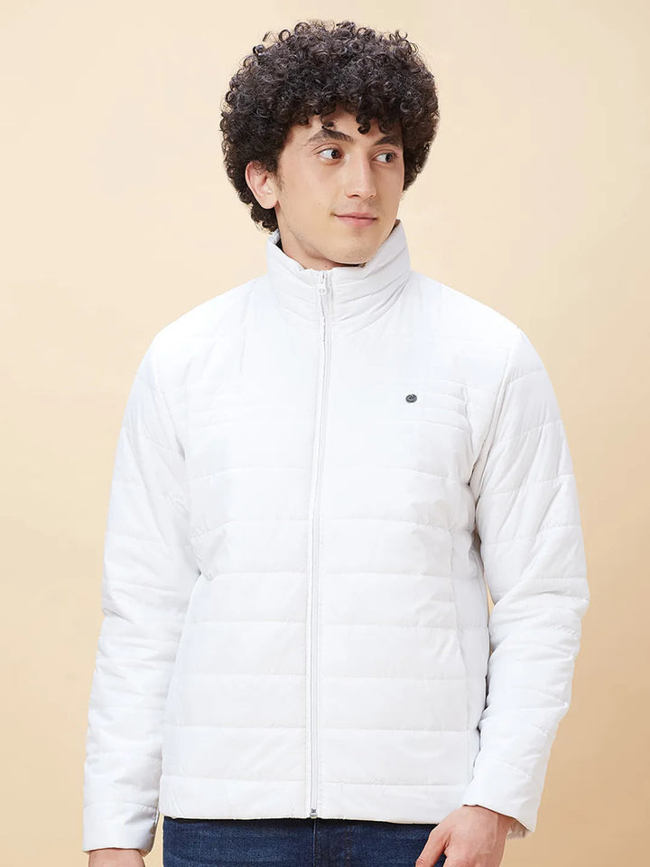 White Regular Fit Long Sleeves Men's Jacket