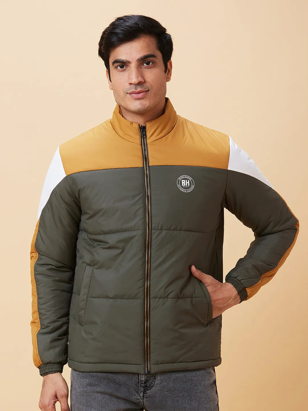 Bottle Green Regular Fit Men's Jacket by Being Human Clothing