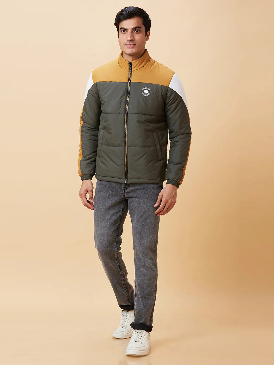 Bottle Green Regular Fit Men's Jacket by Being Human Clothing