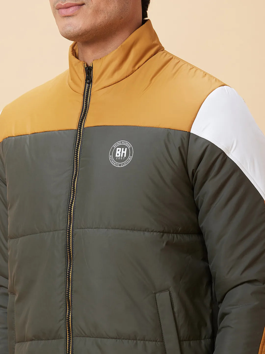 Bottle Green Regular Fit Men's Jacket by Being Human Clothing