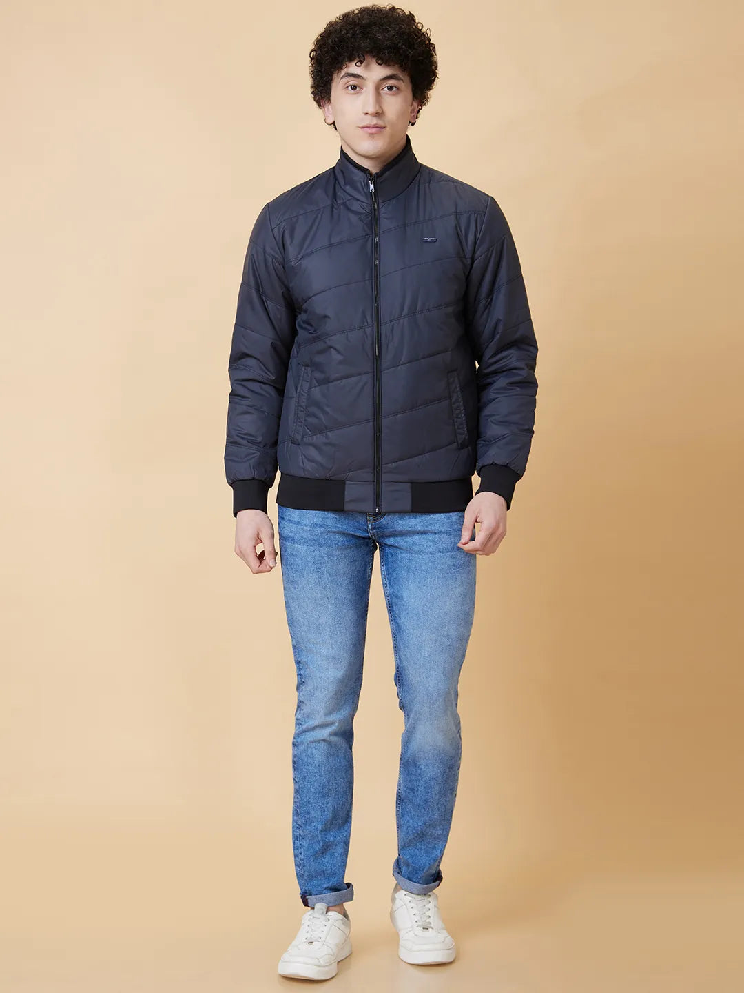 Blue Regular Fit Long Sleeves Men's Jacket by Being Human Clothing