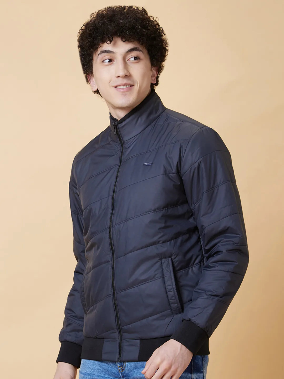 Blue Regular Fit Long Sleeves Men's Jacket by Being Human Clothing