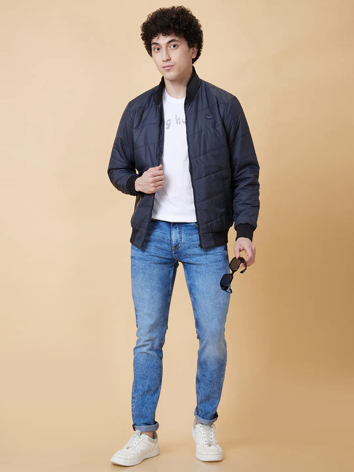 Blue Regular Fit Long Sleeves Men's Jacket
