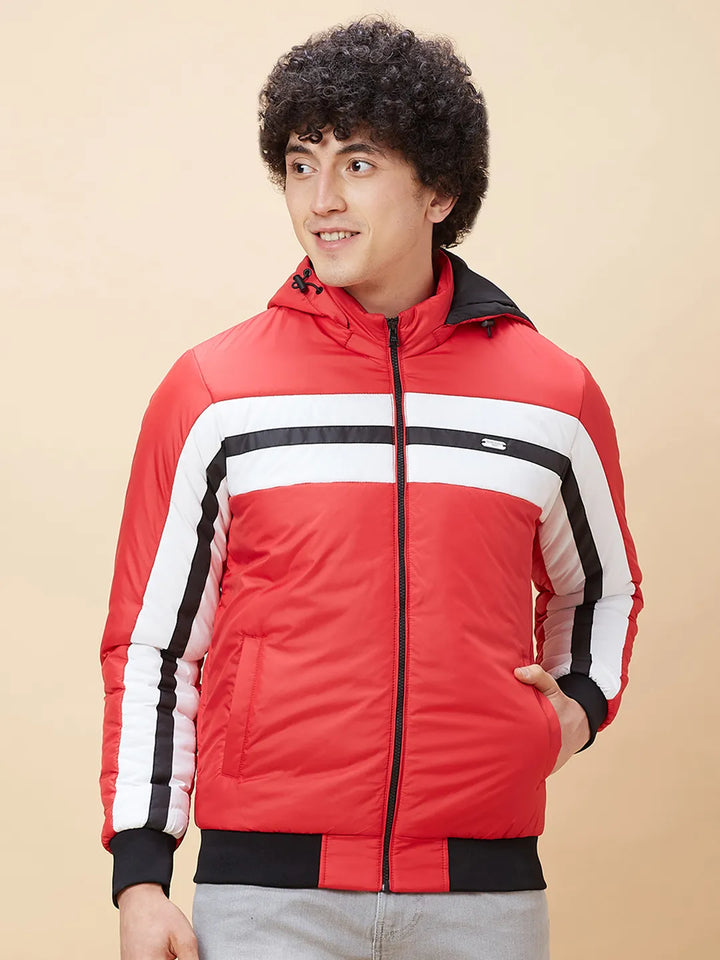 Red Regular Fit Men's Jacket by Being Human Clothing