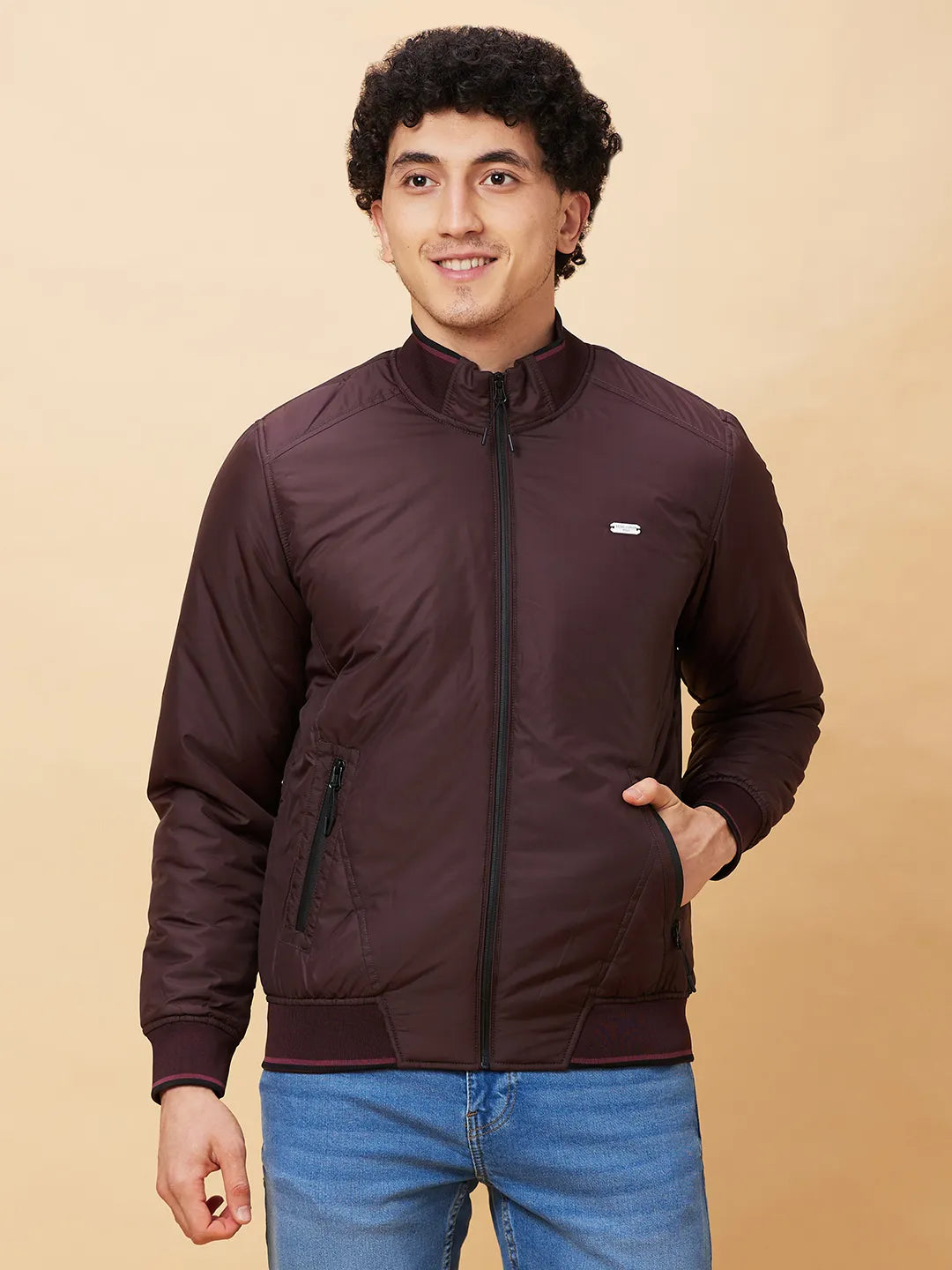 Red Regular Fit Long Sleeves Men's Jacket by Being Human Clothing