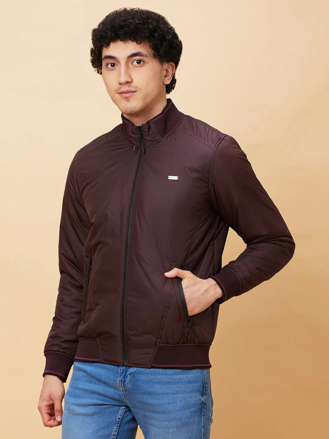 Red Regular Fit Long Sleeves Men's Jacket by Being Human Clothing