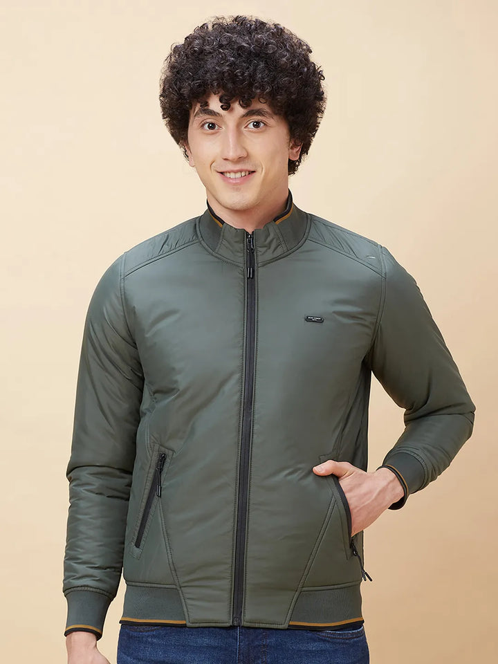 Olive Regular Fit Long Sleeves Men's Jacket by Being Human Clothing