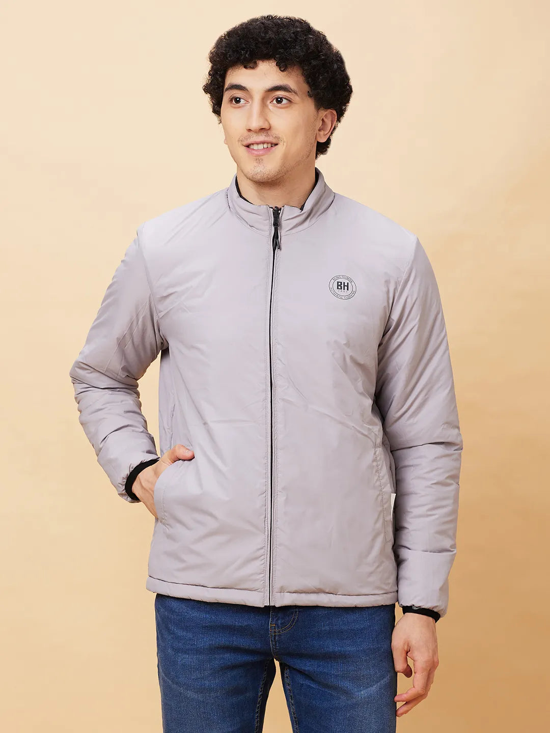 Black Regular Fit Long Sleeves Men's Jacket by Being Human Clothing