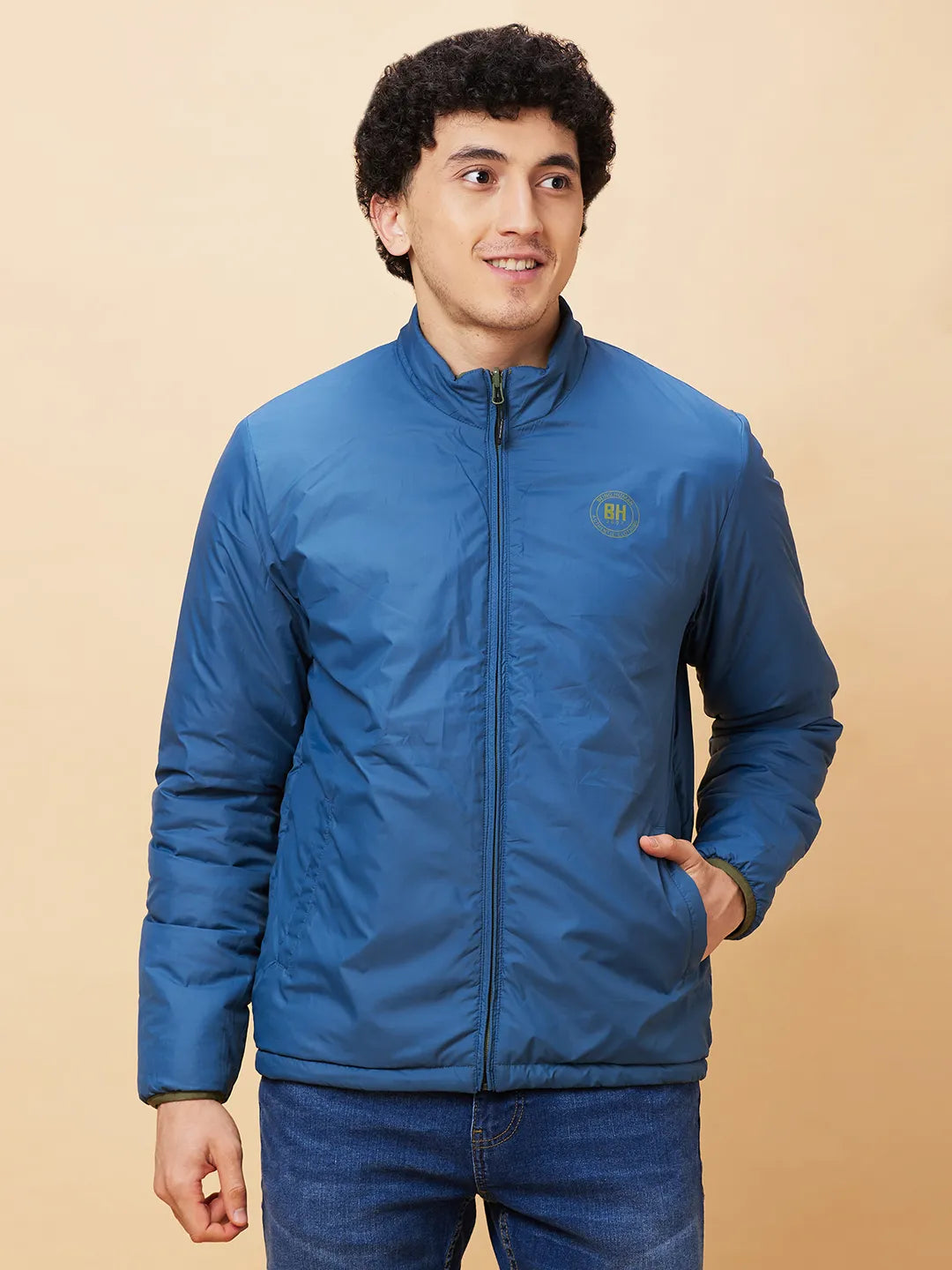 Olive Regular Fit Long Sleeves Men's Jacket by Being Human Clothing