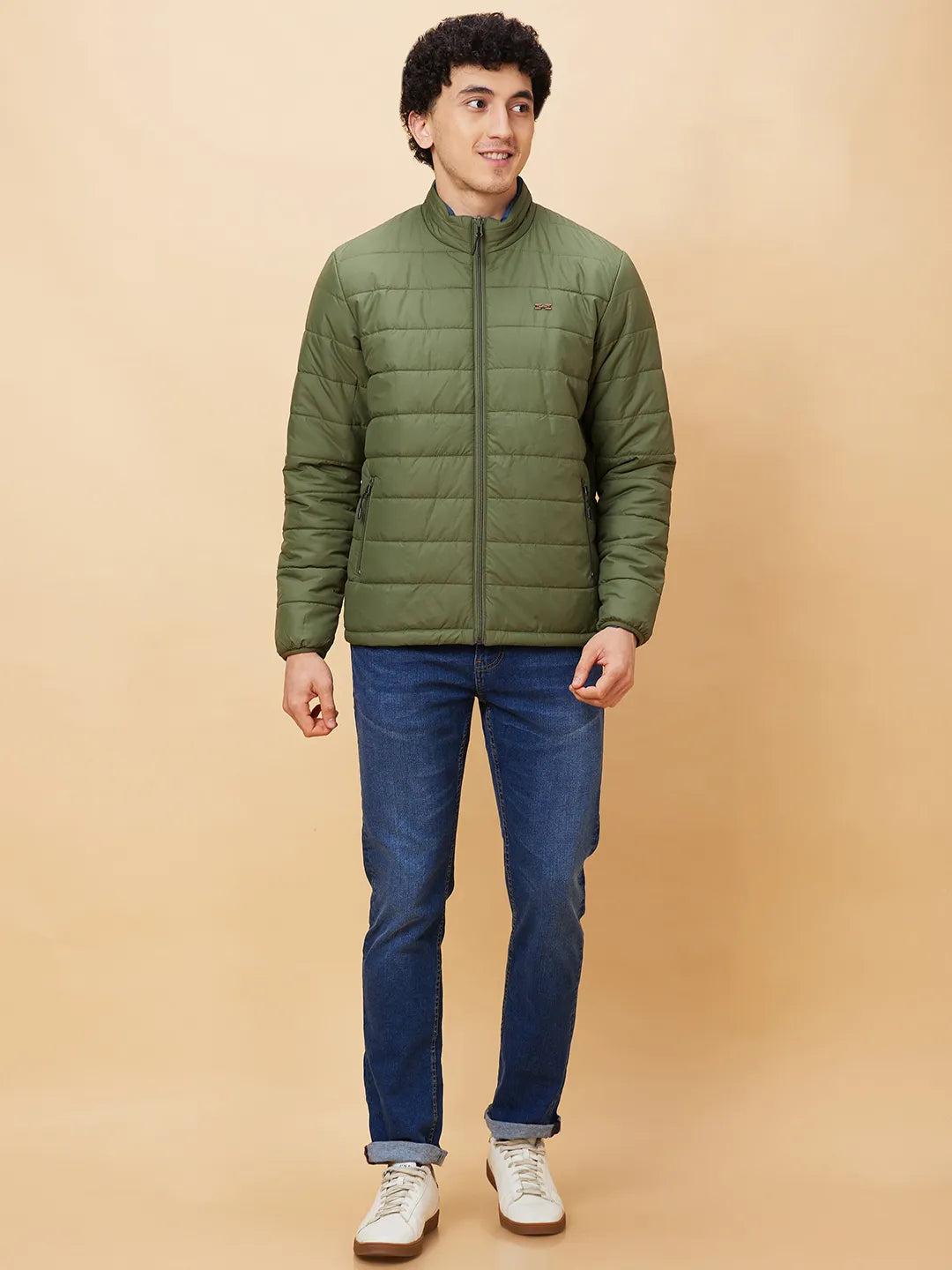 Olive Regular Fit Long Sleeves Men's Jacket by Being Human Clothing