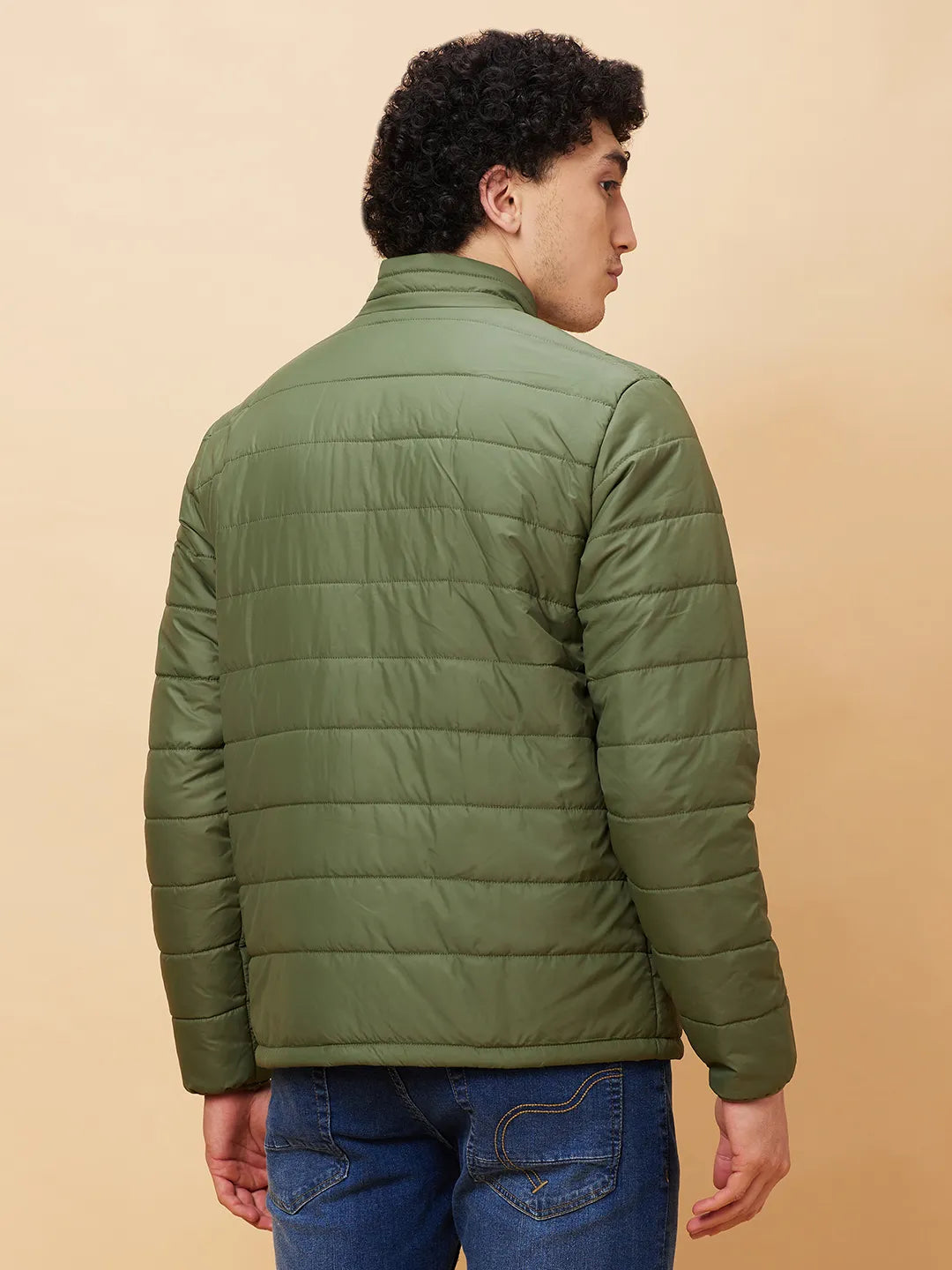 Olive Regular Fit Long Sleeves Men's Jacket by Being Human Clothing