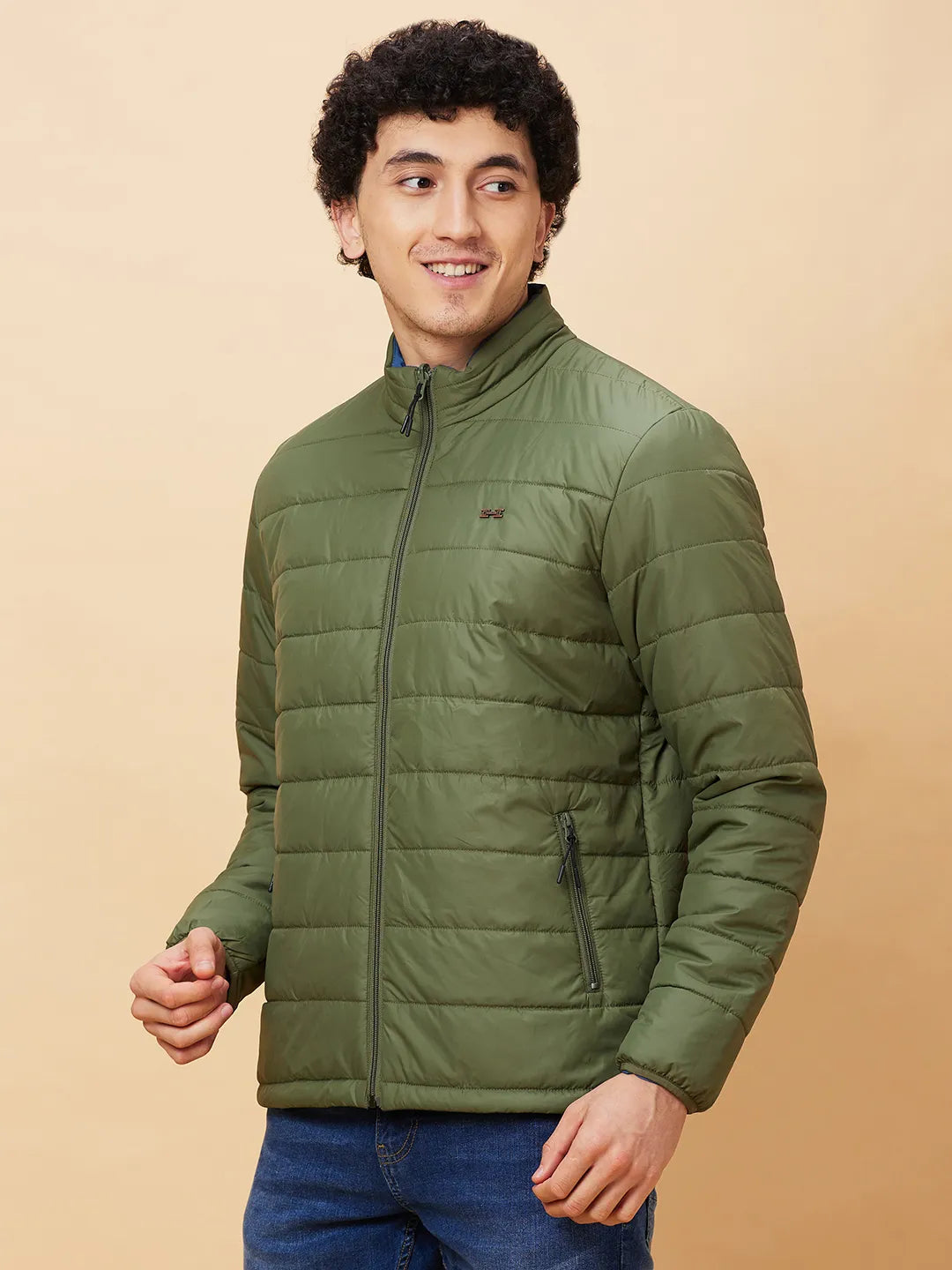 Olive Regular Fit Long Sleeves Men's Jacket by Being Human Clothing