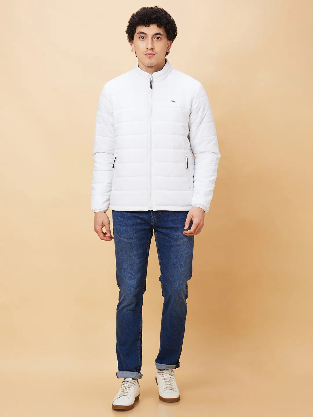 White Regular Fit Long Sleeves Men's Jacket by Being Human Clothing