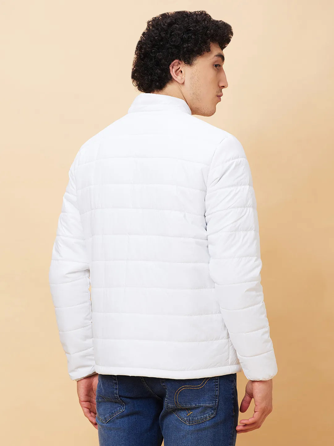 White Regular Fit Long Sleeves Men's Jacket by Being Human Clothing