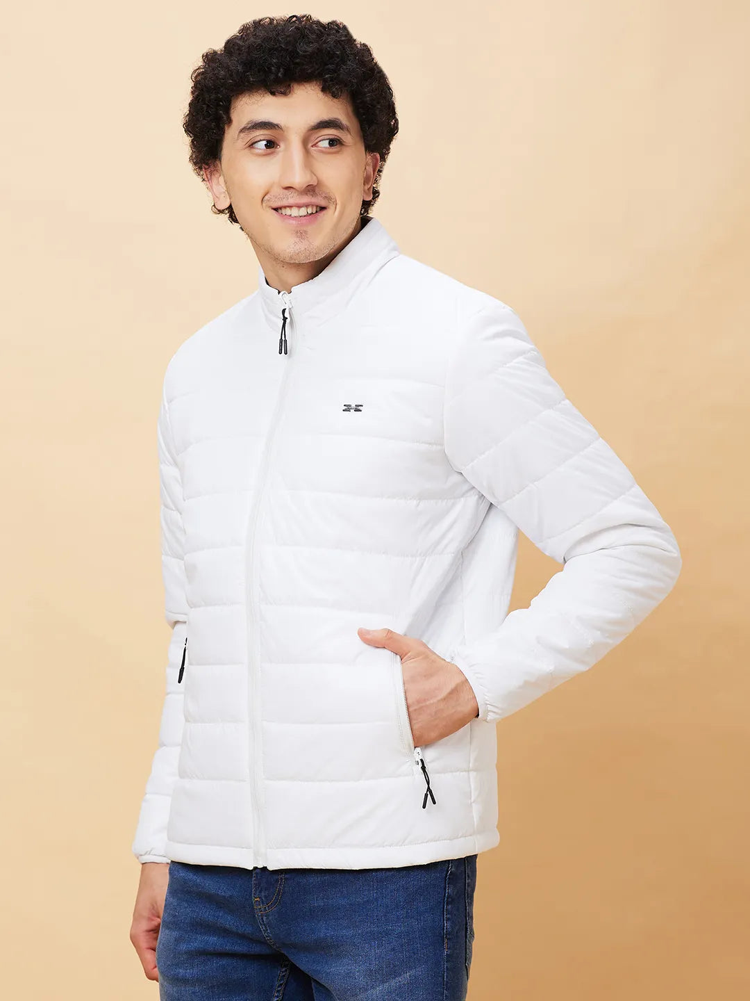 White Regular Fit Long Sleeves Men's Jacket by Being Human Clothing