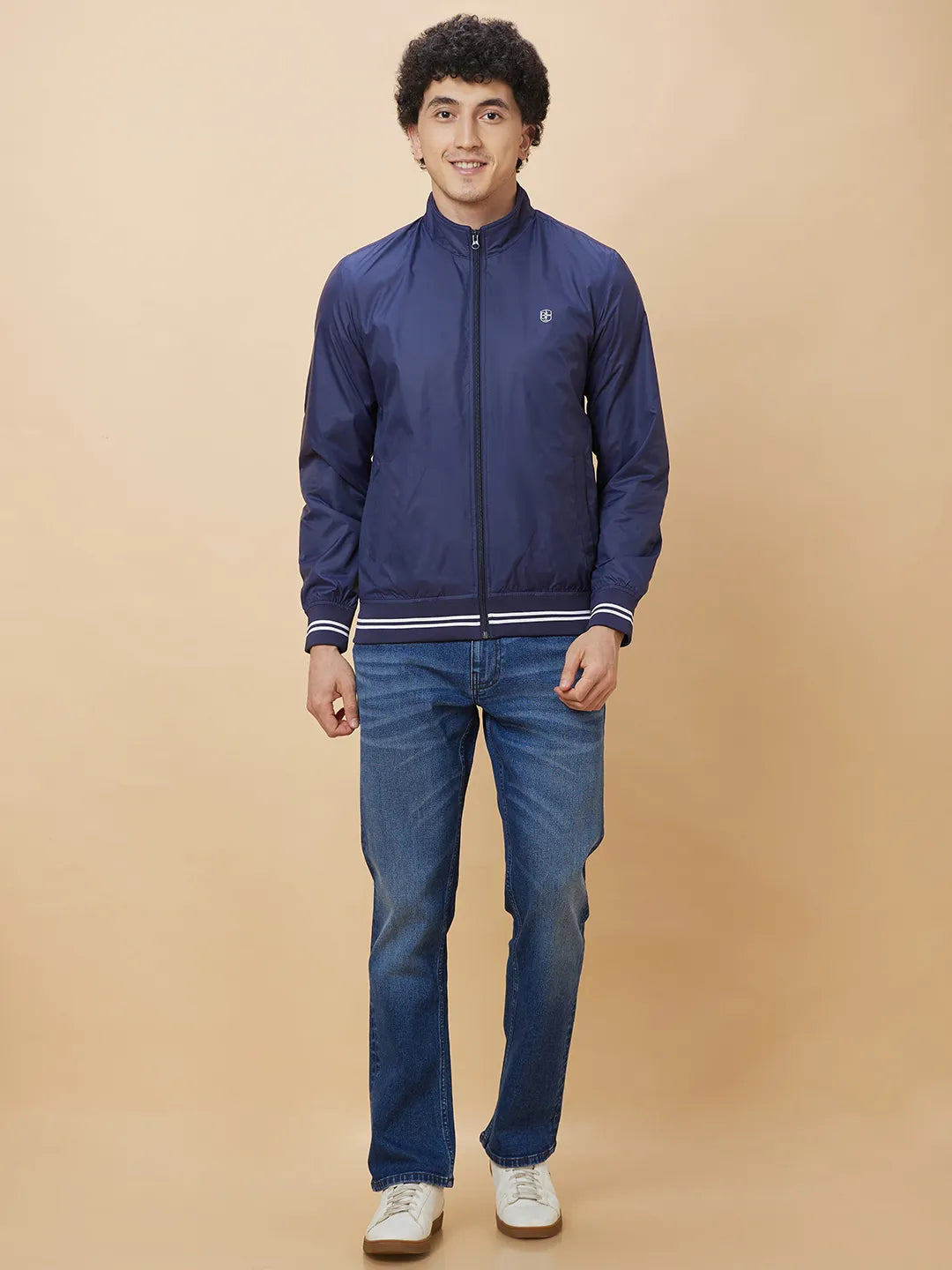 Blue Regular Fit Long Sleeves Men's Jacket by Being Human Clothing