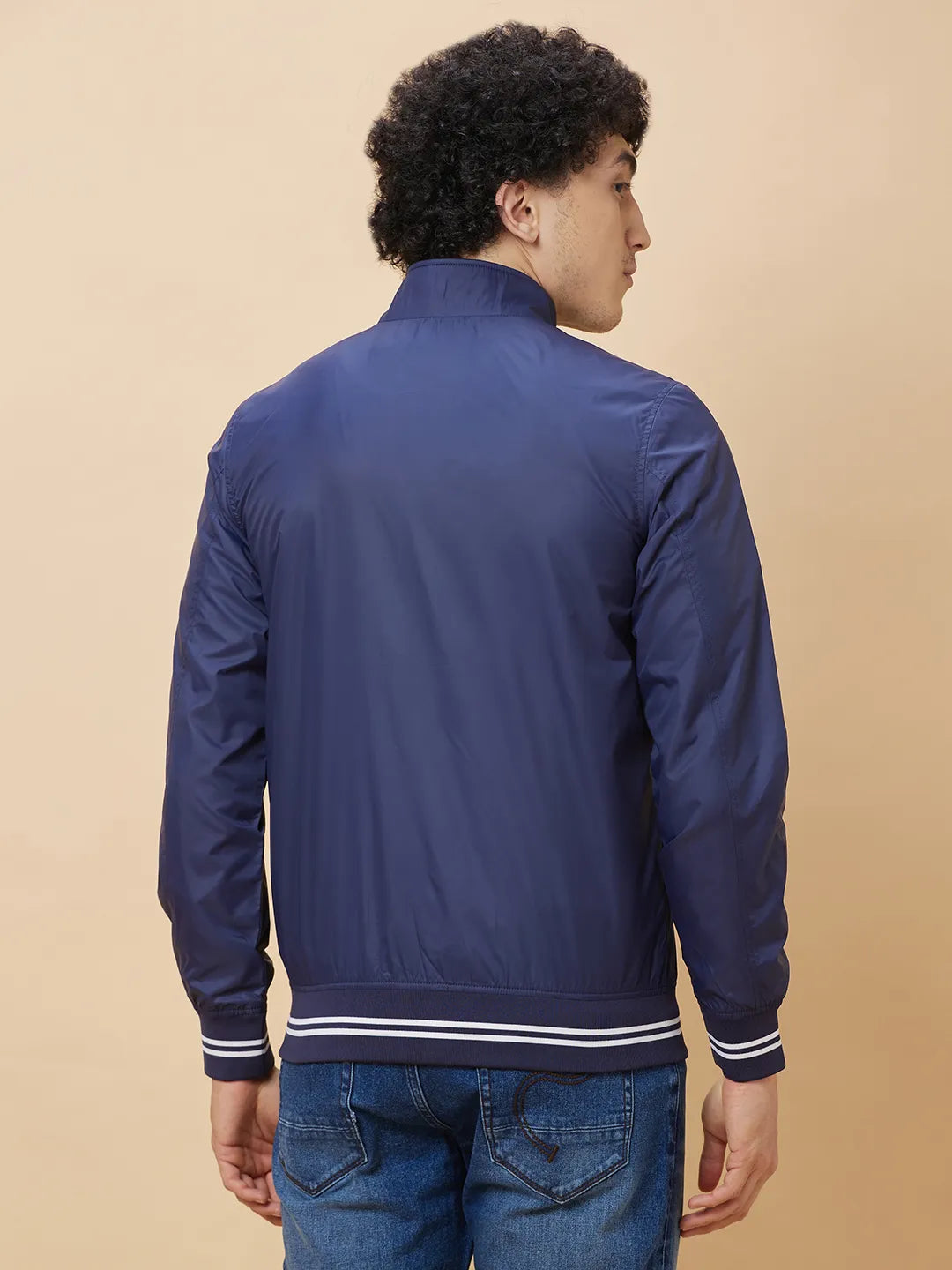Blue Regular Fit Long Sleeves Men's Jacket by Being Human Clothing