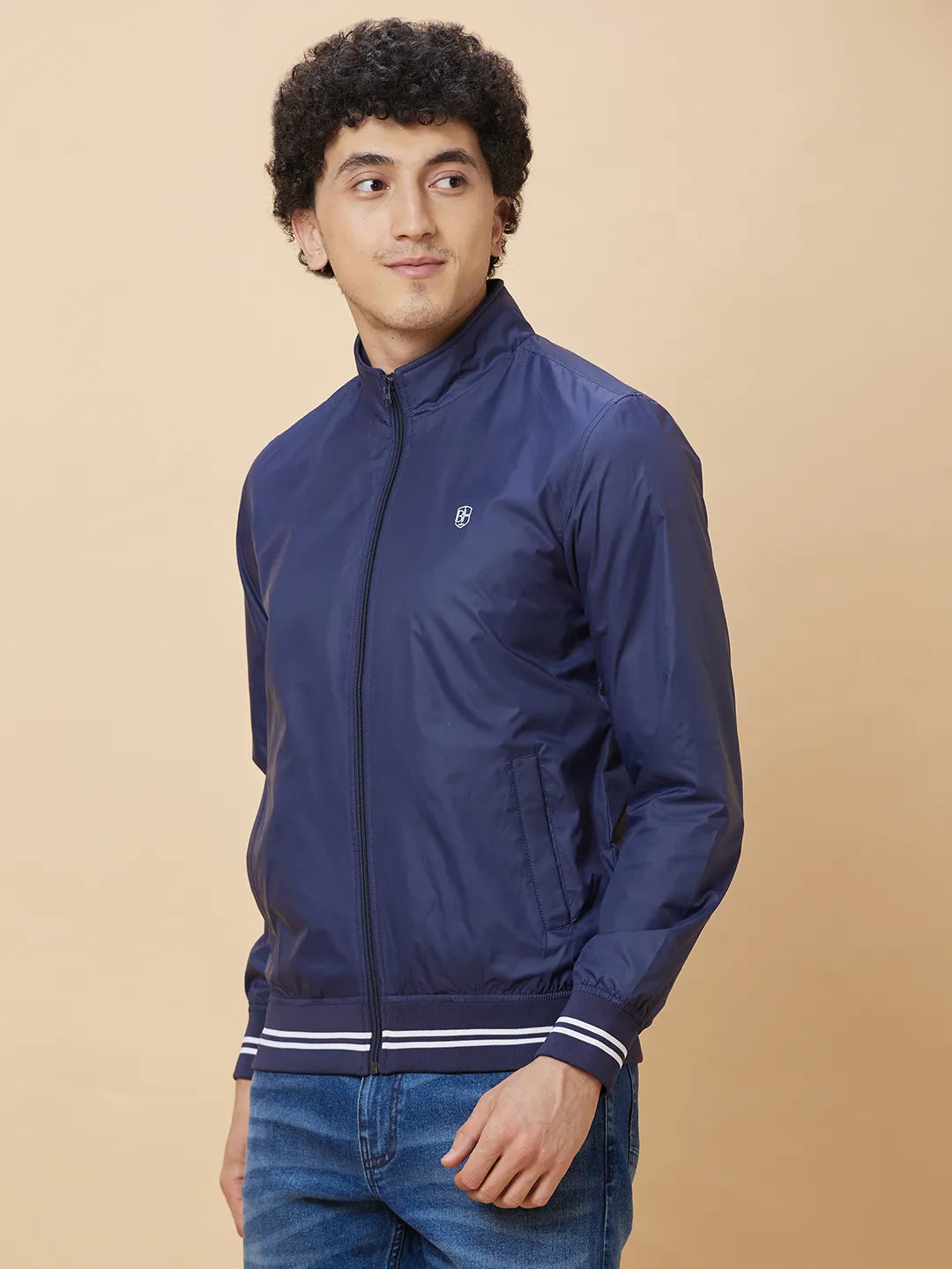 Blue Regular Fit Long Sleeves Men's Jacket by Being Human Clothing