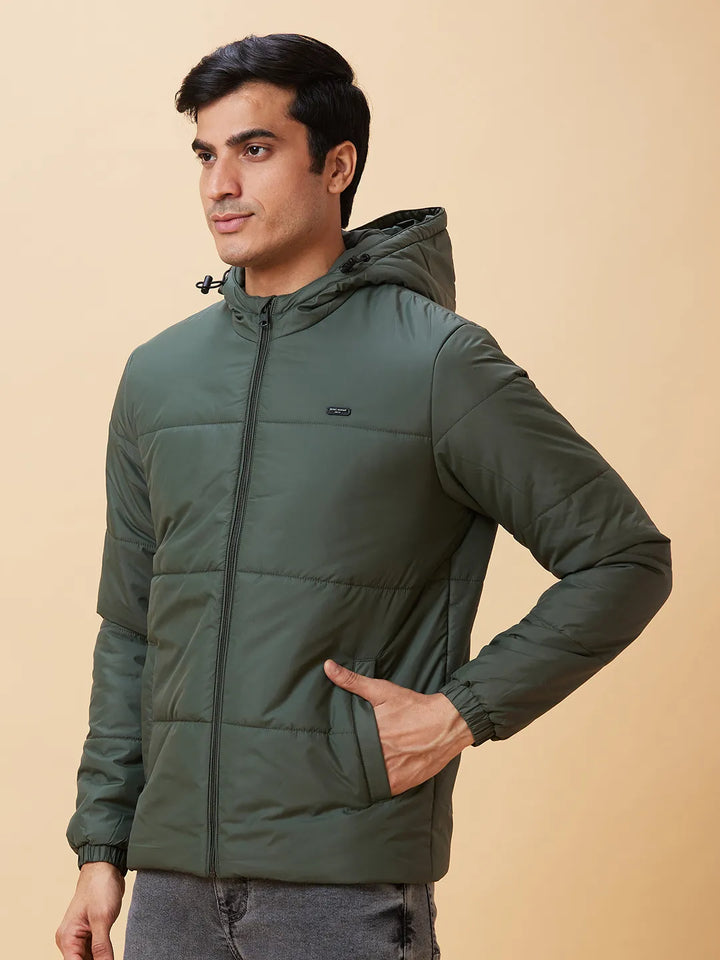 Olive Regular Fit Long Sleeves Men's Jacket by Being Human Clothing