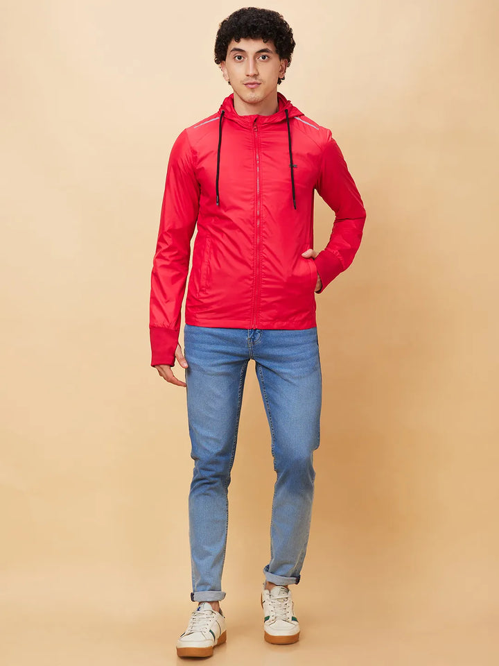 Red Regular Fit Long Sleeves Men's Jacket