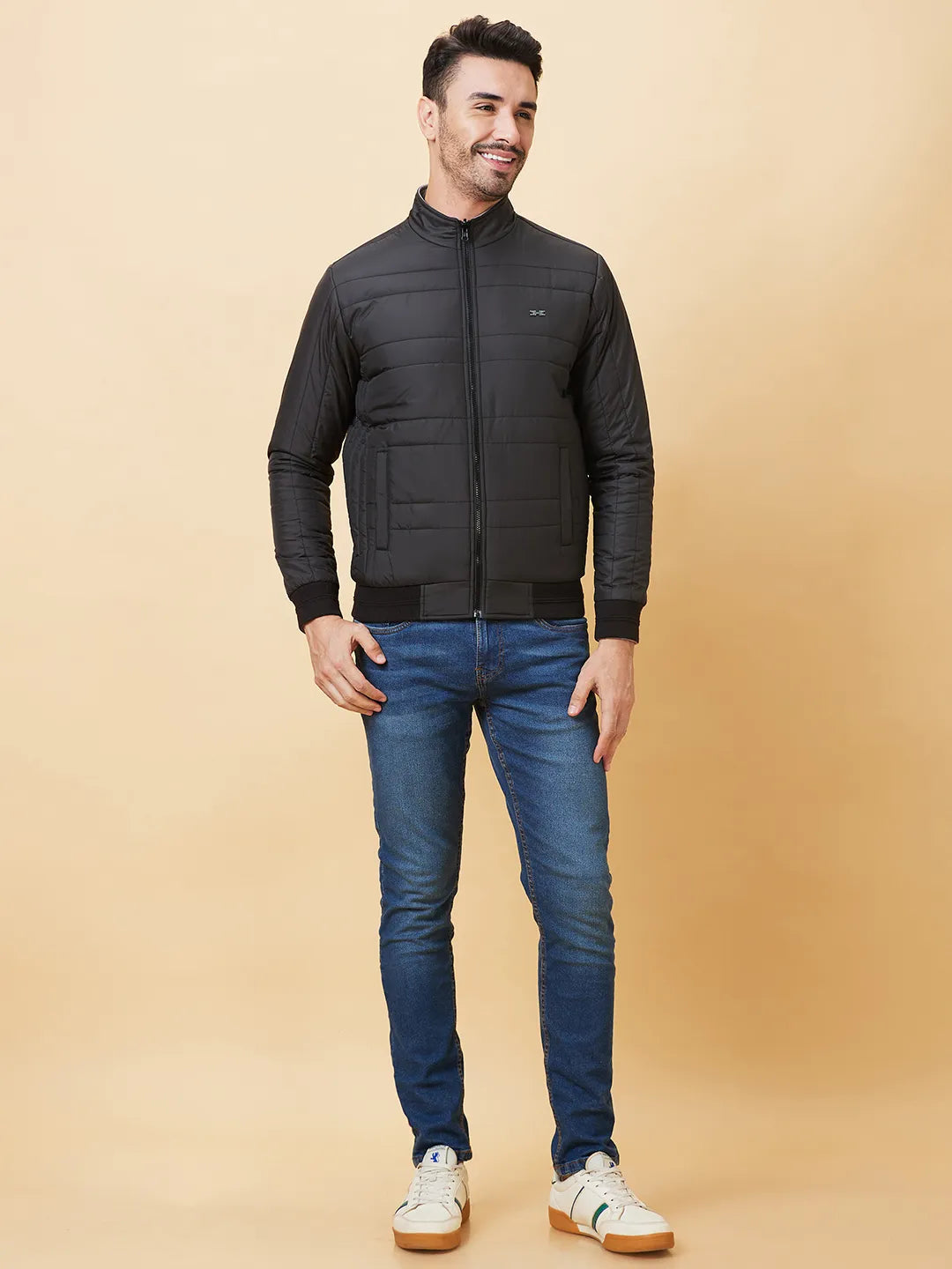 Black Regular Fit Long Sleeves Men's Jacket by Being Human Clothing