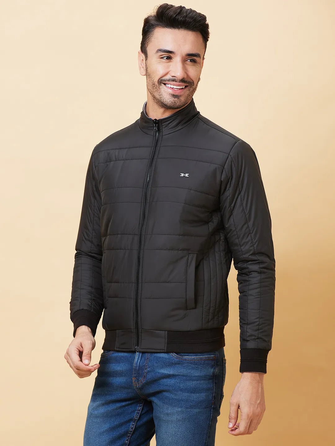 Black Regular Fit Long Sleeves Men's Jacket by Being Human Clothing