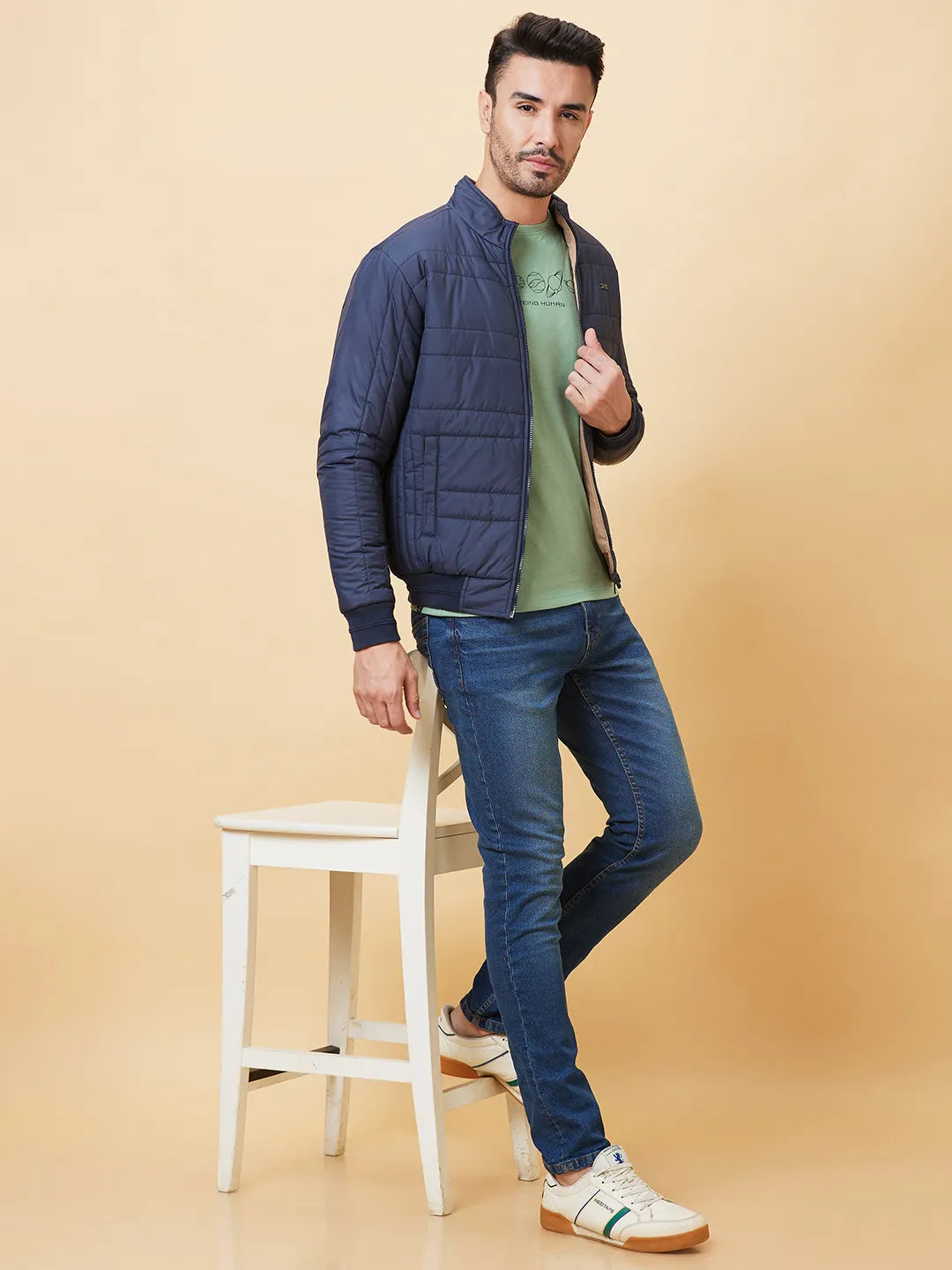 Navy Regular Fit Men's Jacket by Being Human Clothing