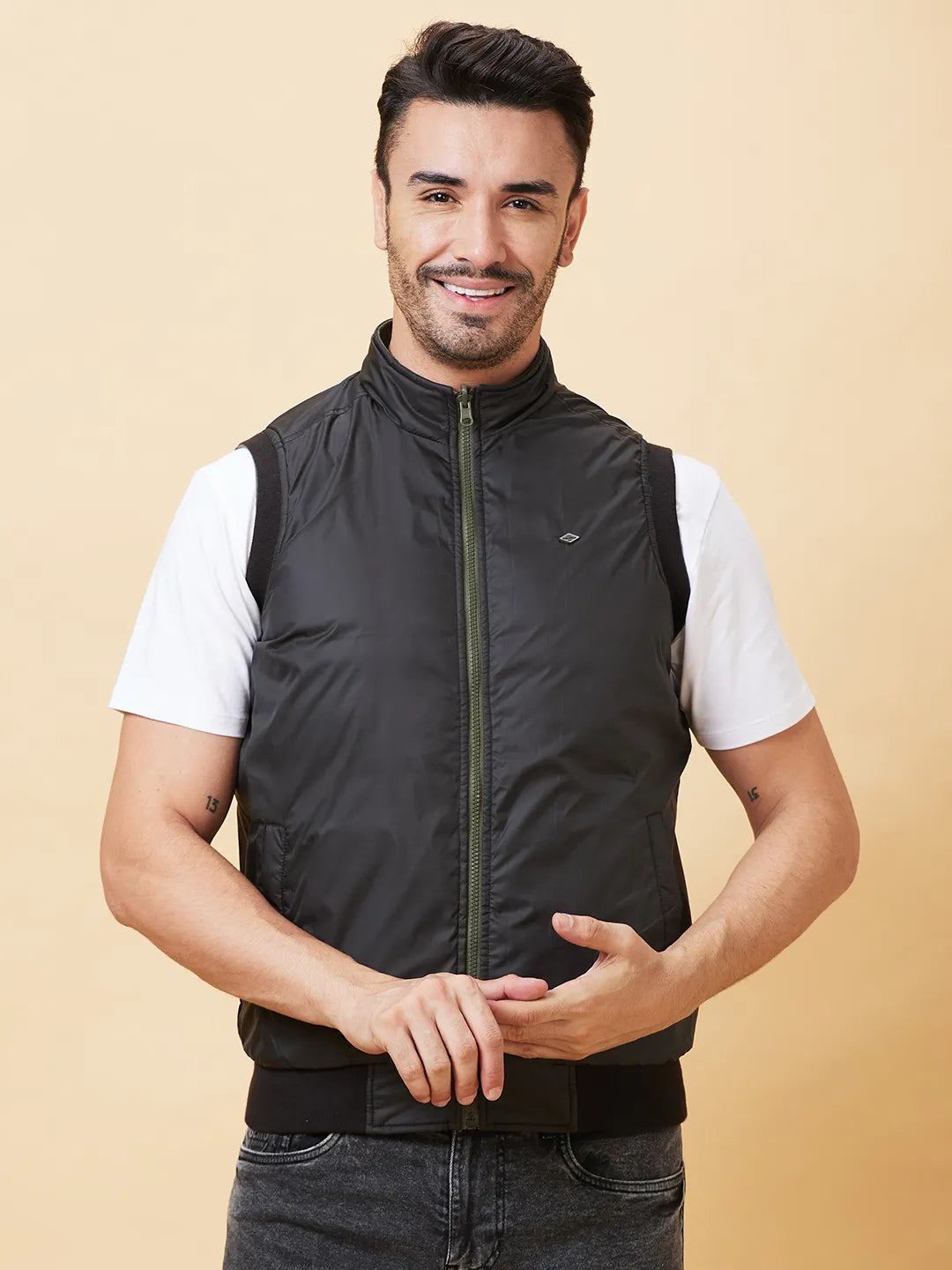 Military Green Regular Fit Men's Jacket by Being Human Clothing