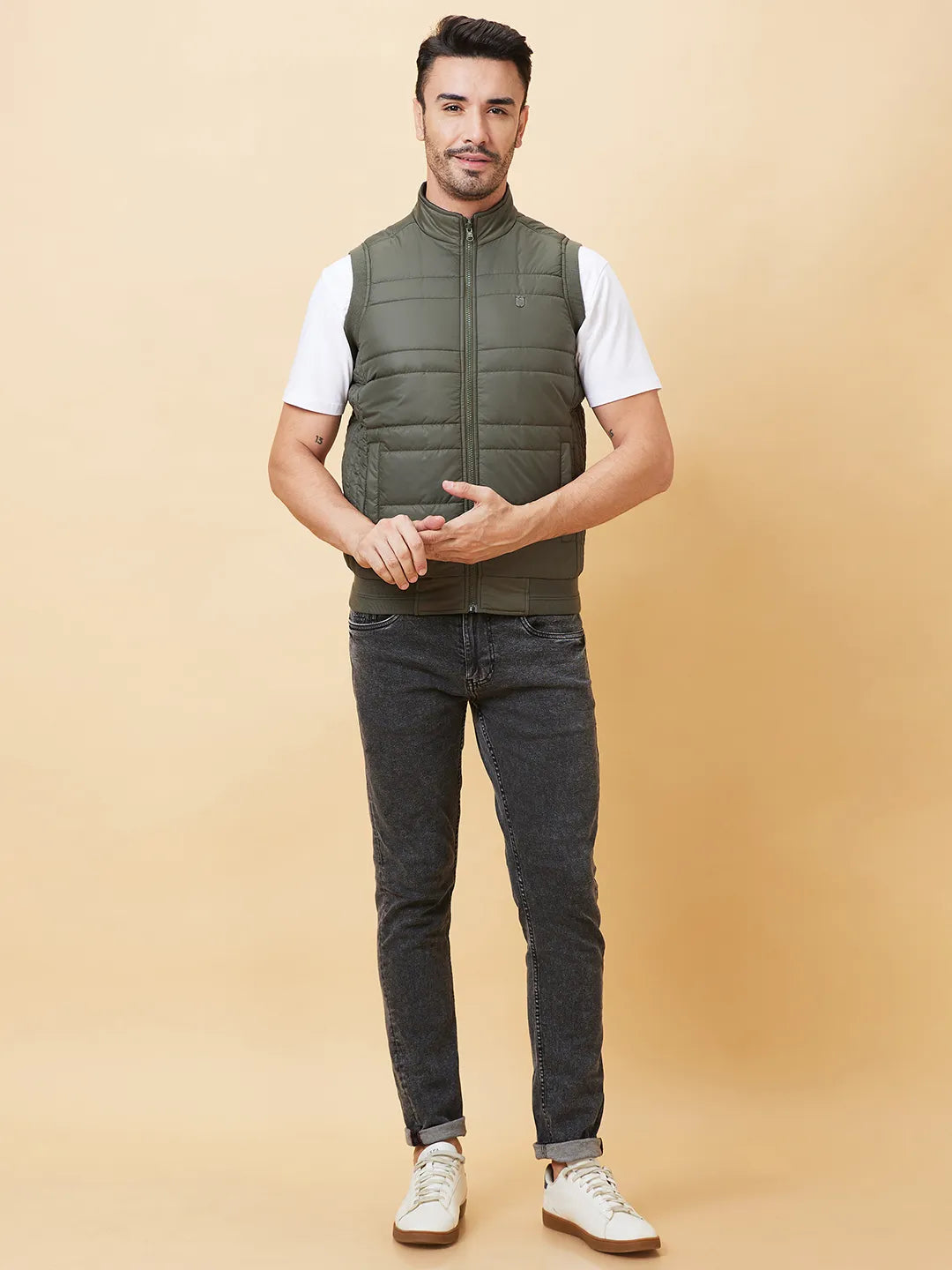 Military Green Regular Fit Men's Jacket by Being Human Clothing