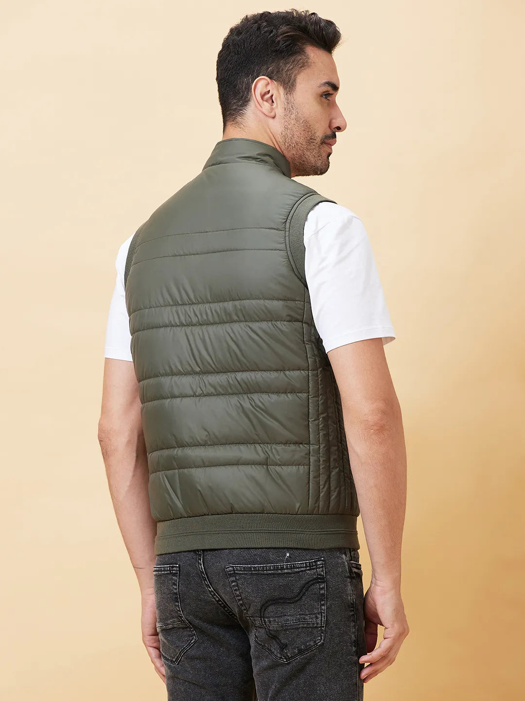 Military Green Regular Fit Men's Jacket by Being Human Clothing