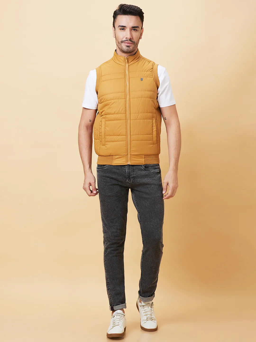 Mustard Regular Fit Men's Jacket by Being Human Clothing