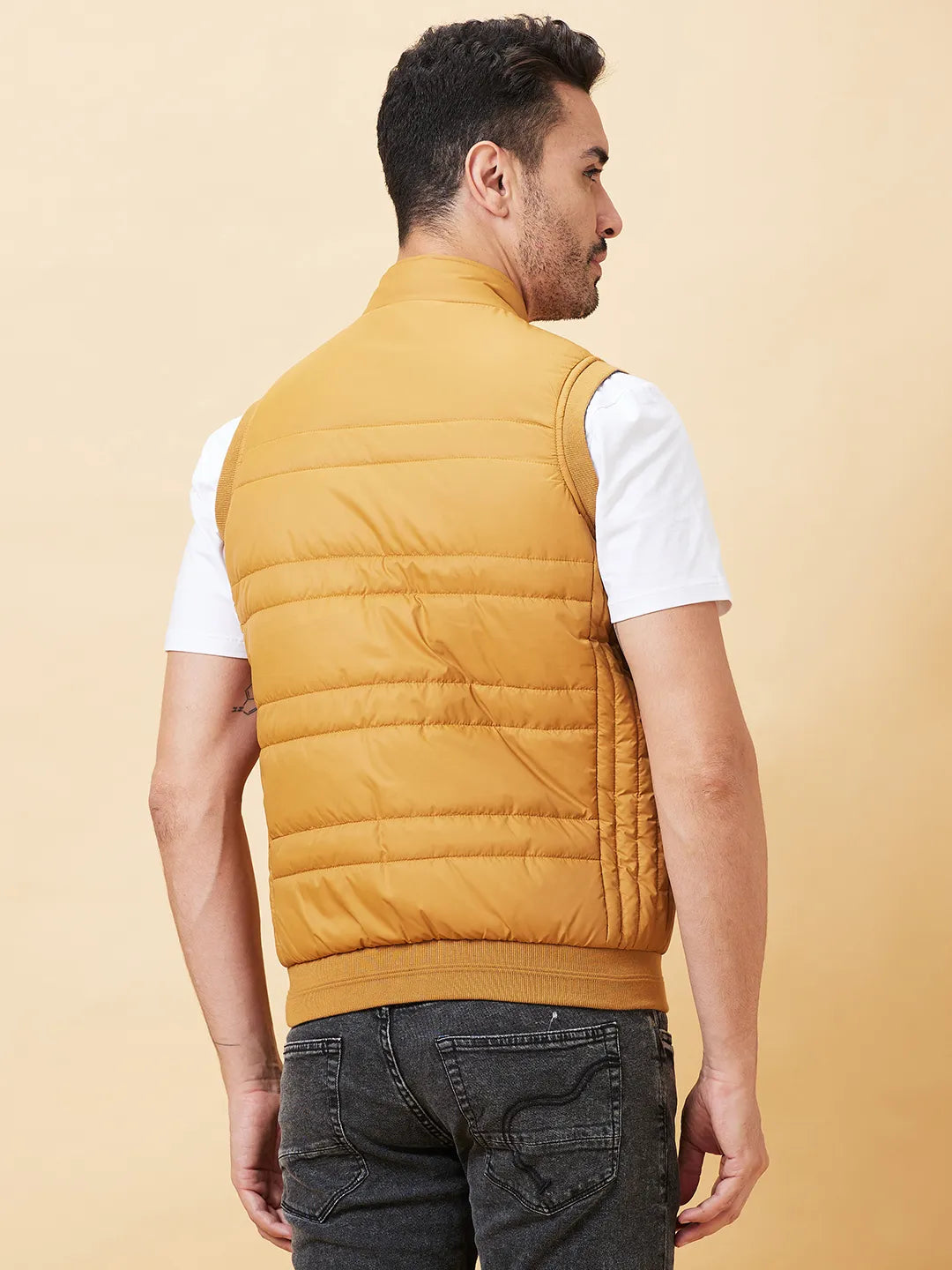Mustard Regular Fit Men's Jacket by Being Human Clothing