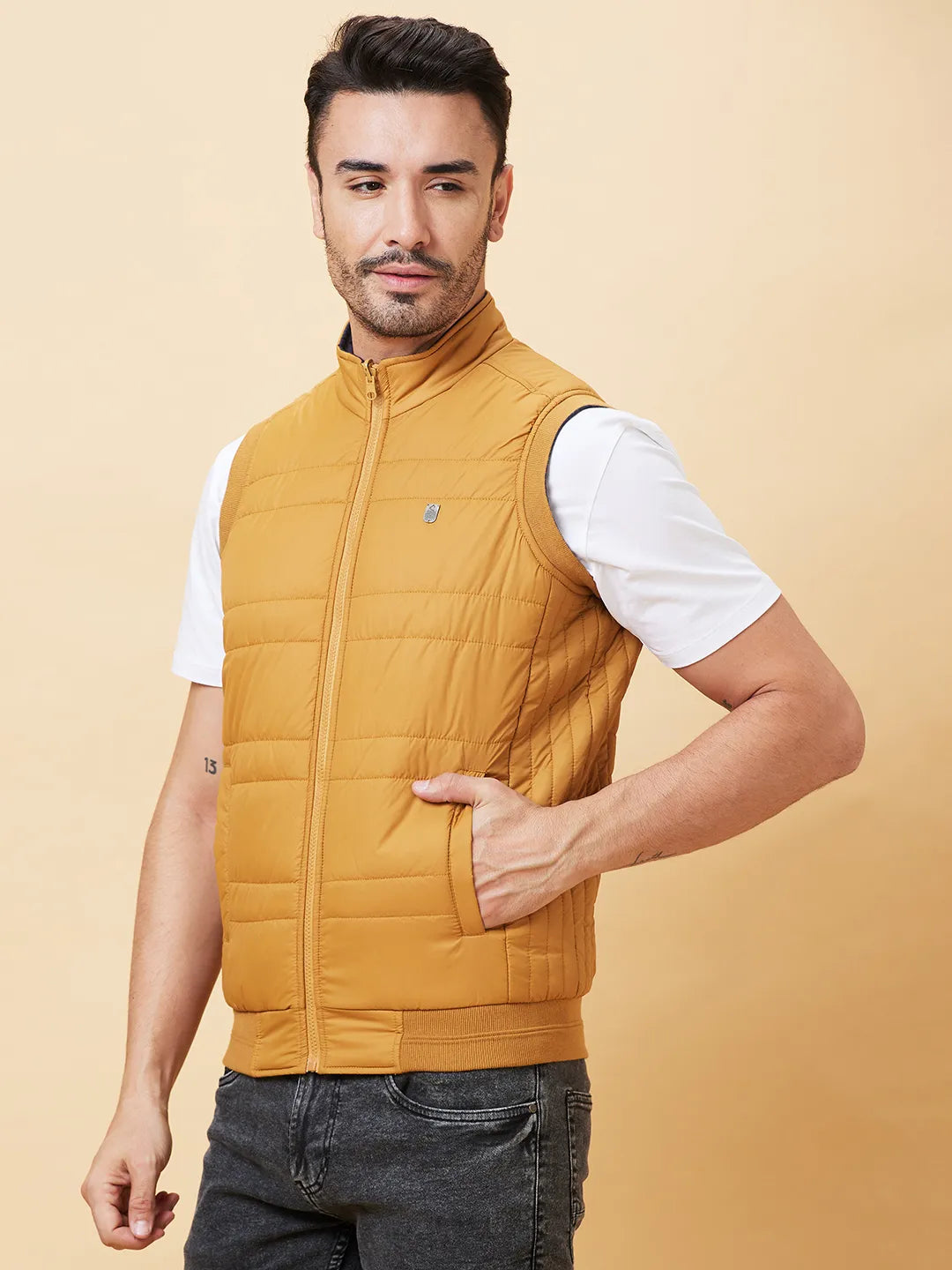 Mustard Regular Fit Men's Jacket by Being Human Clothing