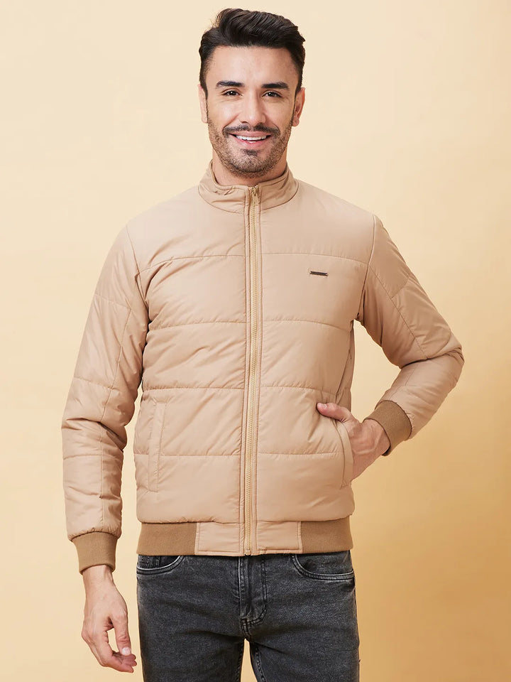 Khaki Regular Fit Long Sleeves Men's Jacket by Being Human Clothing
