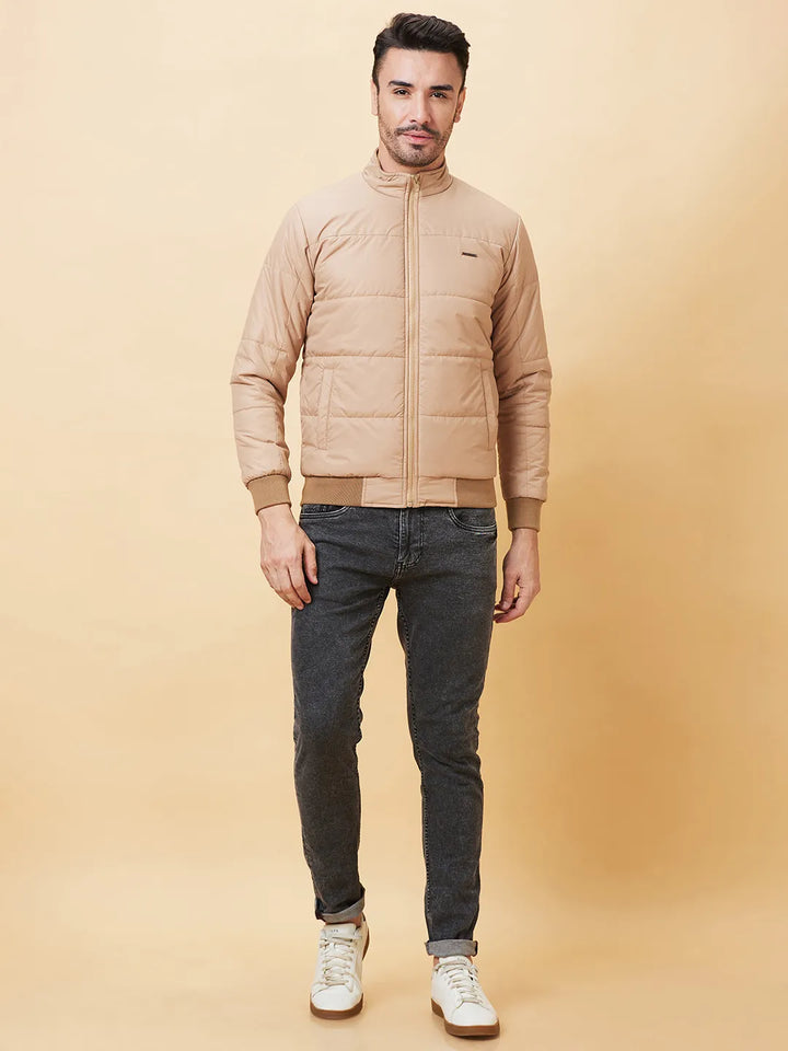 Khaki Regular Fit Long Sleeves Men's Jacket