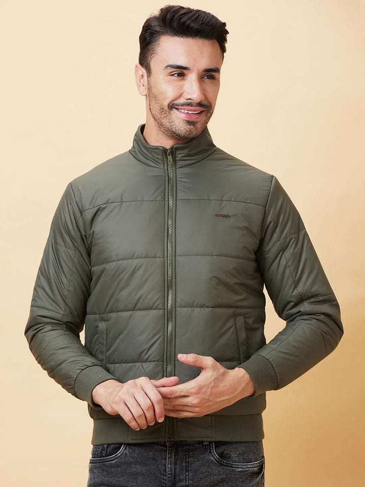 Olive Regular Fit Long Sleeves Men's Jacket by Being Human Clothing