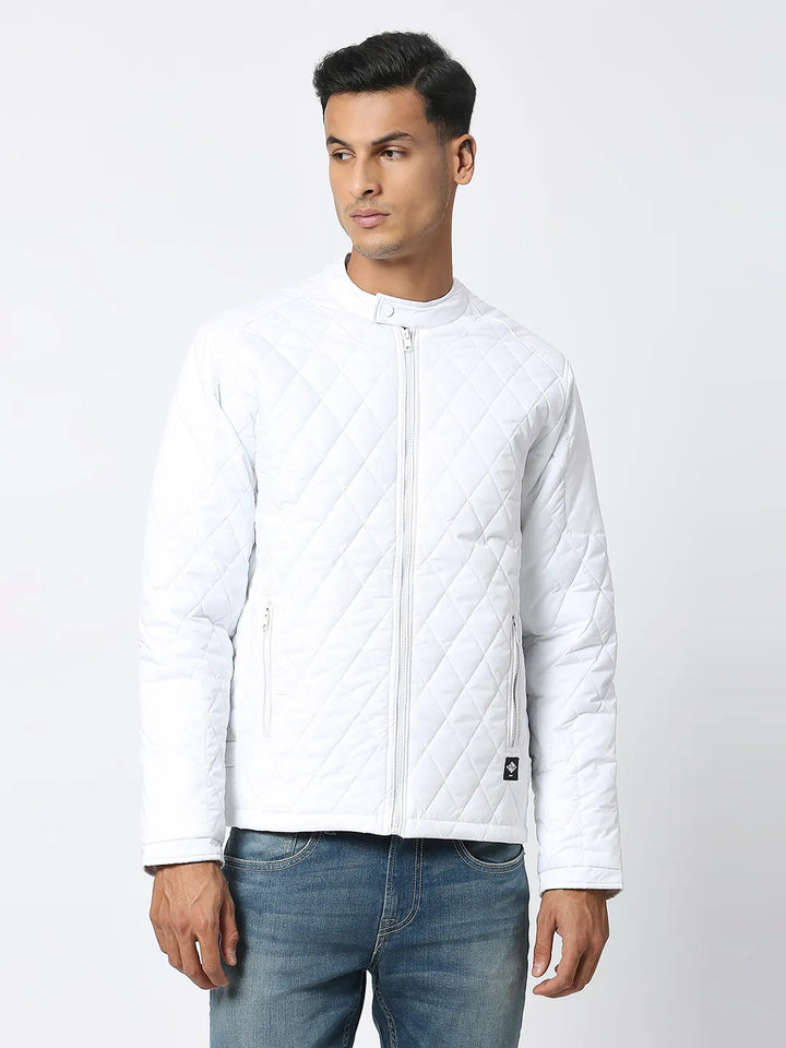 White Regular Fit Long Sleeves Men's Jacket