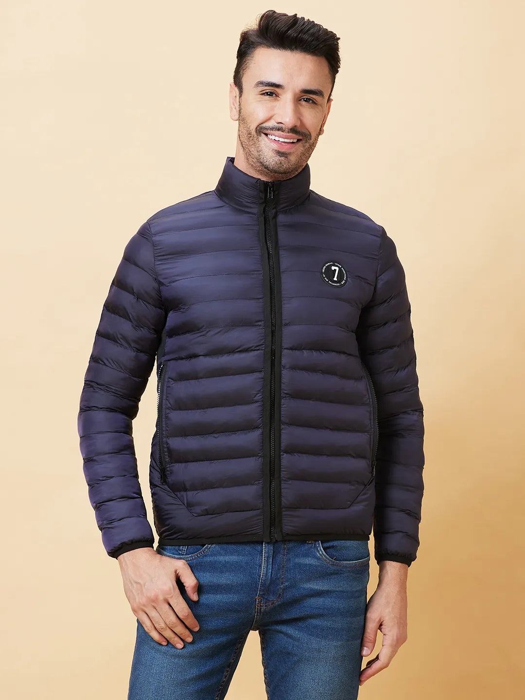 Blue Regular Fit Long Sleeves Men's Jacket by Being Human Clothing