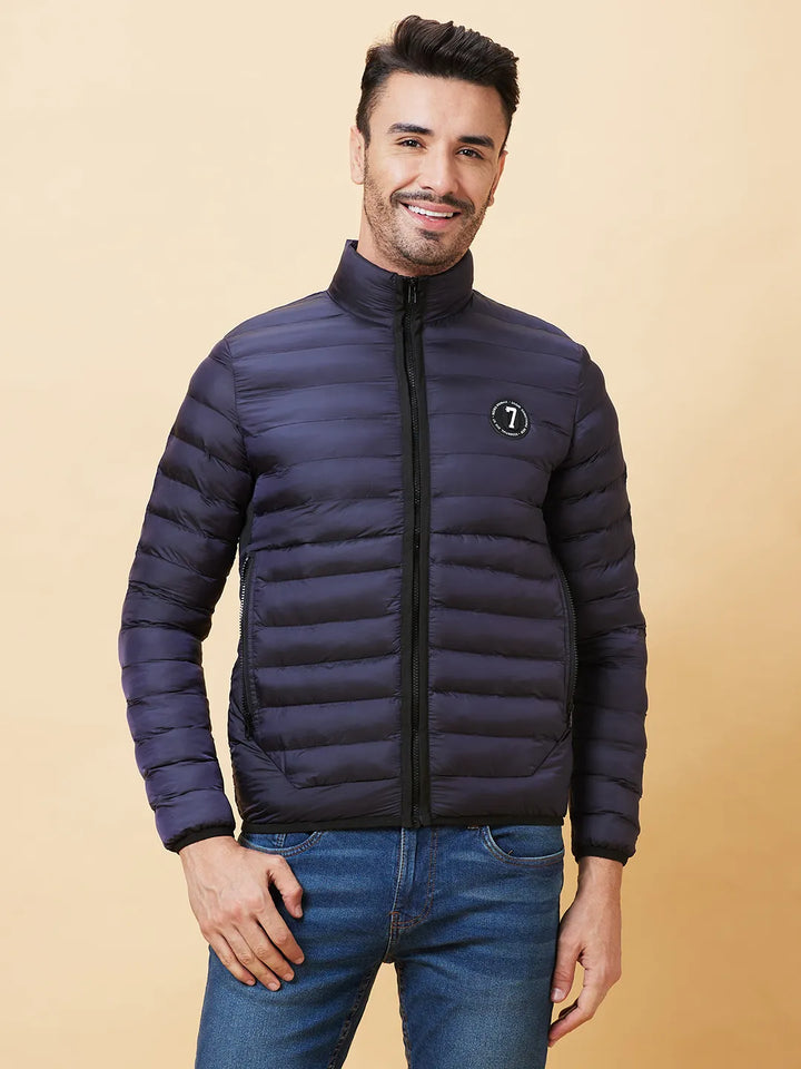 Blue Regular Fit Long Sleeves Men's Jacket
