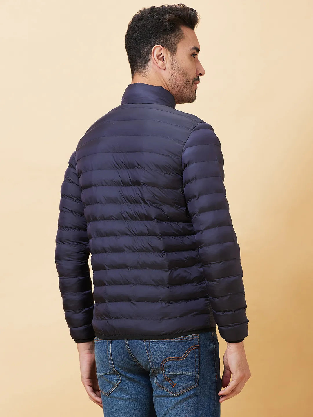 Blue Regular Fit Long Sleeves Men's Jacket by Being Human Clothing