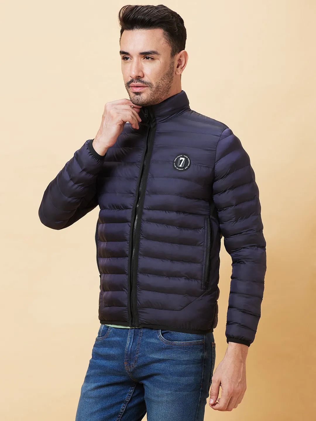 Blue Regular Fit Long Sleeves Men's Jacket by Being Human Clothing