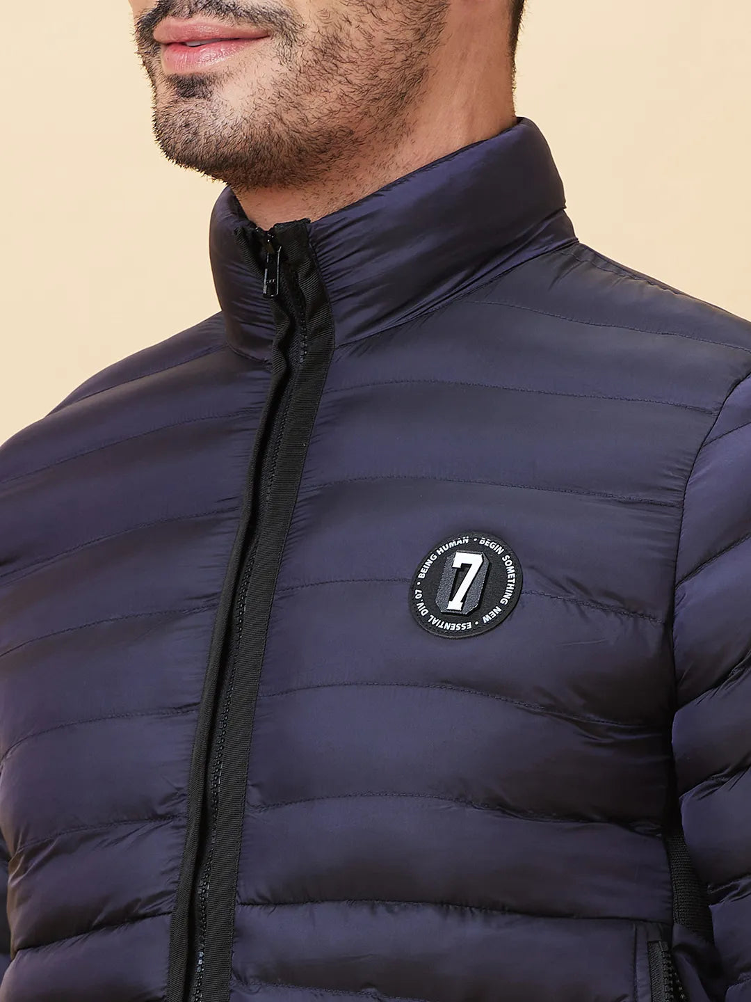 Blue Regular Fit Long Sleeves Men's Jacket by Being Human Clothing