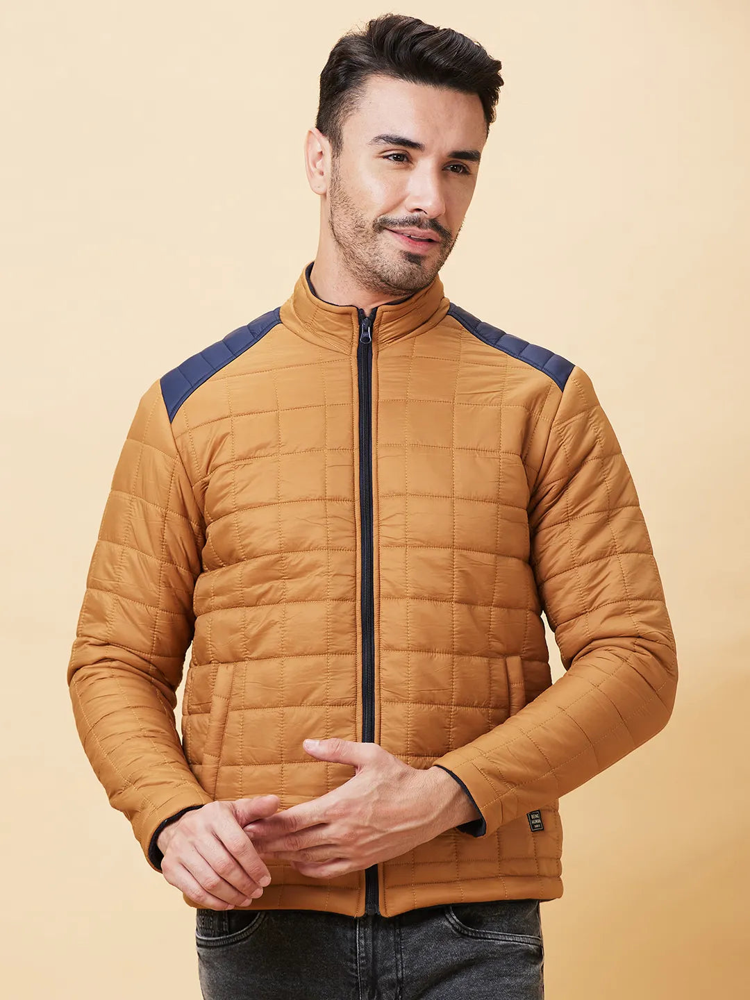 Yellow Regular Fit Long Sleeves Men's Jacket by Being Human Clothing