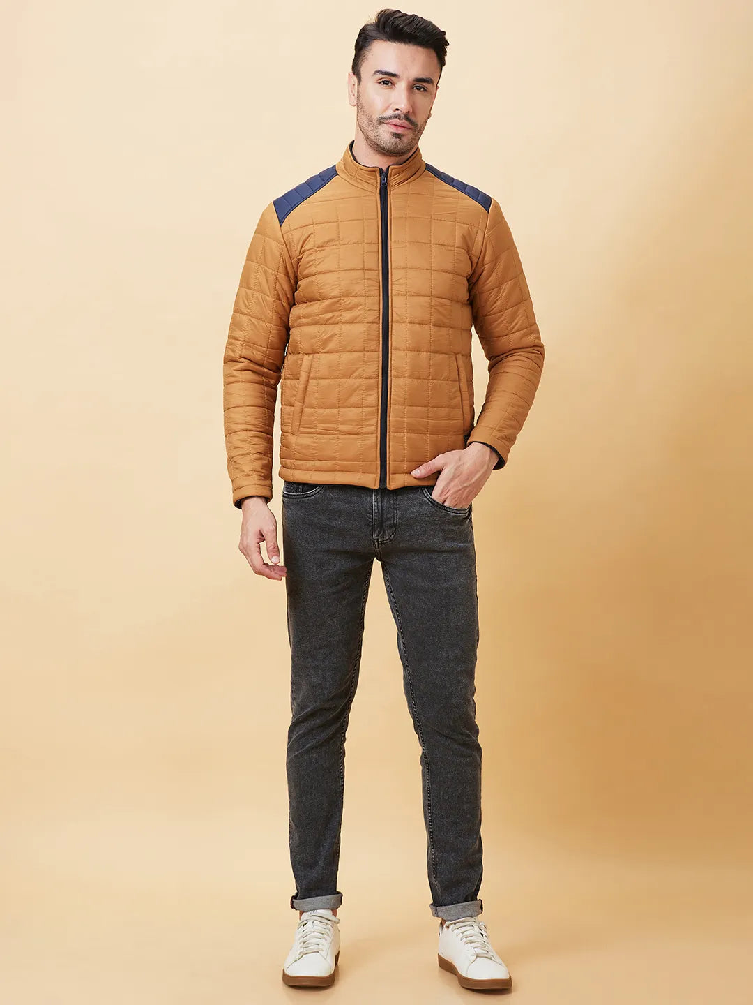 Yellow Regular Fit Long Sleeves Men's Jacket by Being Human Clothing