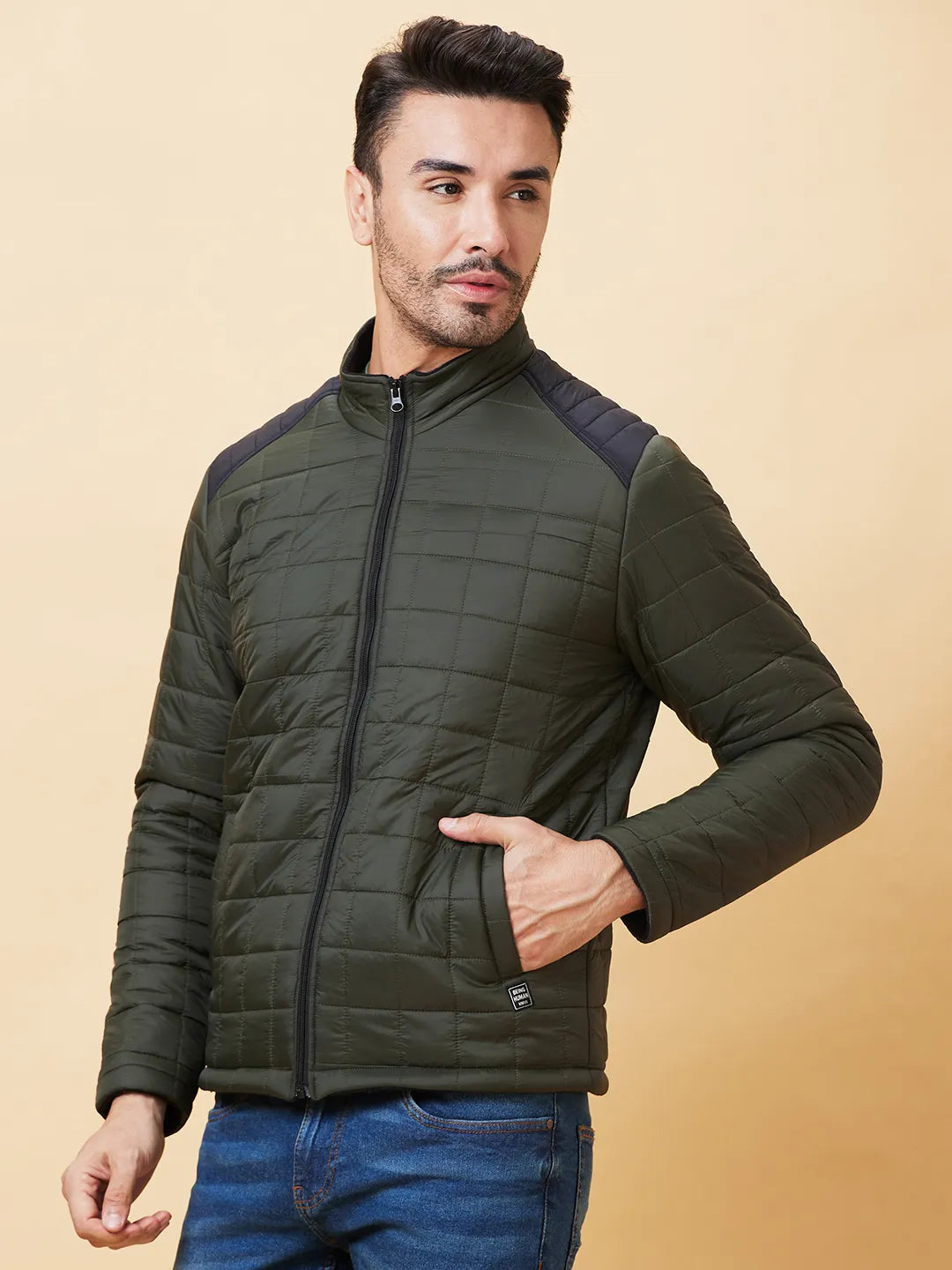Men Jackets-Olive by Being Human Clothing