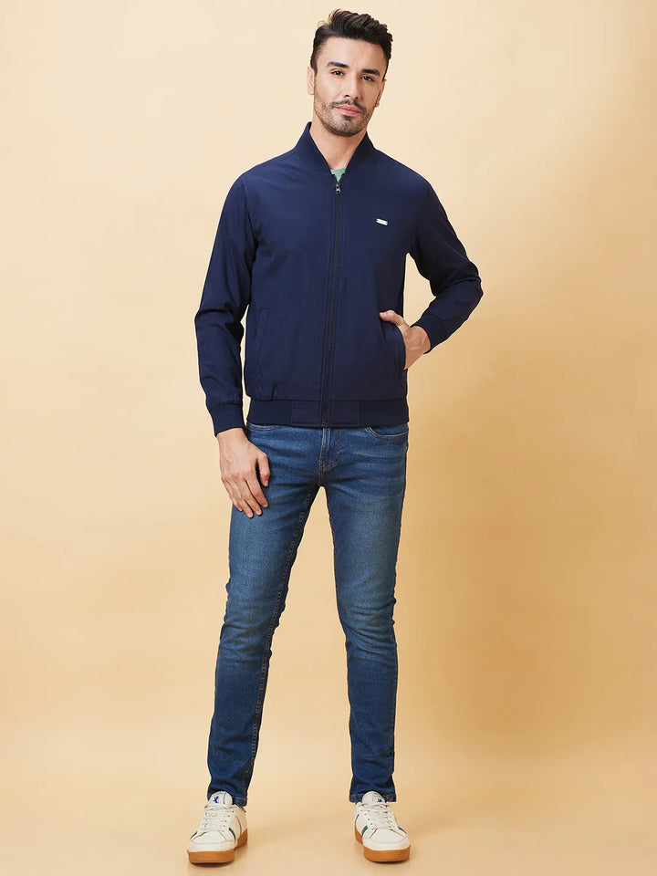 Blue Regular Fit Long Sleeves Men's Jacket