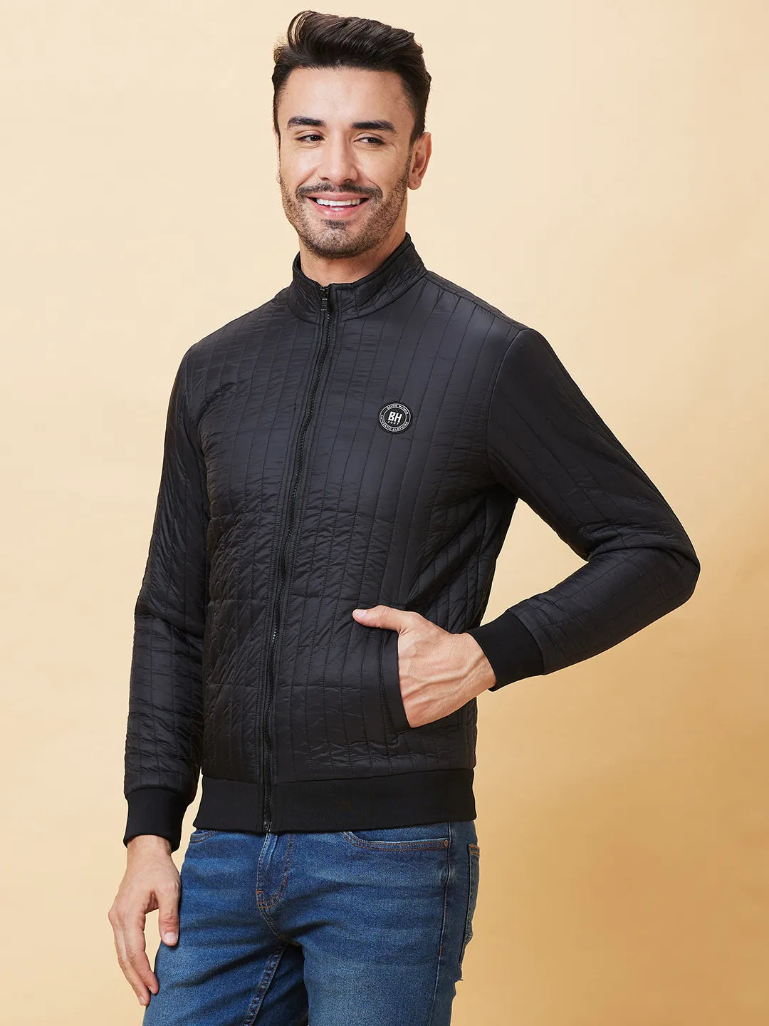 Black Regular Fit Long Sleeves Men's Jacket by Being Human Clothing