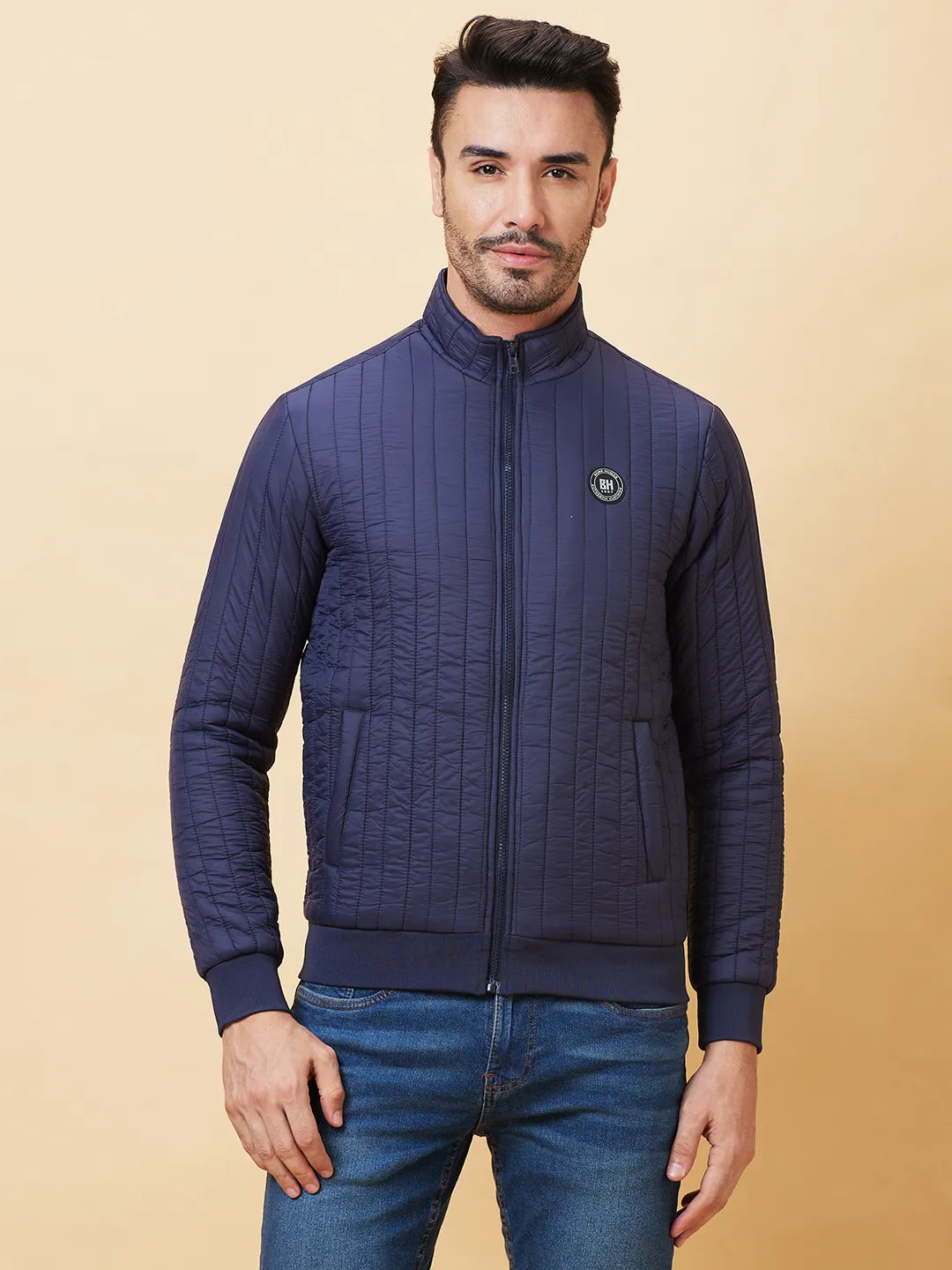 Blue Regular Fit Long Sleeves Men's Jacket by Being Human Clothing