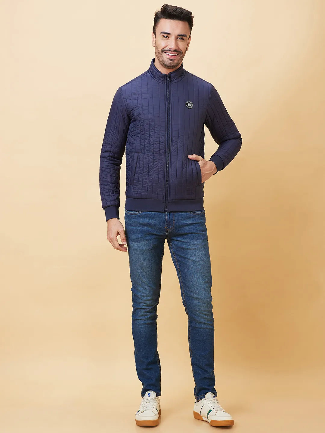 Blue Regular Fit Long Sleeves Men's Jacket by Being Human Clothing